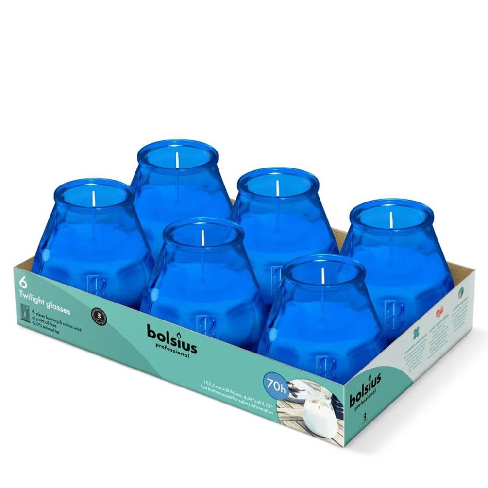 Bolsius Blue Professional Twilight Patio Candles (Pack of 6) £16.64